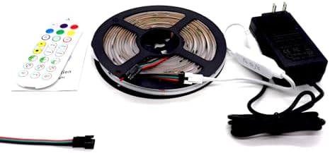 RGB cob led Strip with Music Mode/APP Control,Addressable COB RGB IC led Strip with 24V Adapter for Bedroom, DIY Lighting Projects (16.4FT(5M X 1))