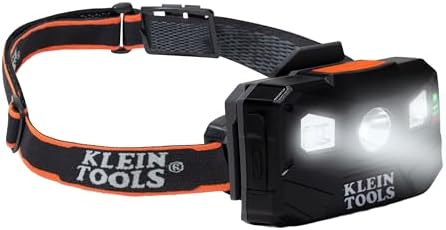 Klein Tools 56048 Rechargeable LED Headlamp, Adjustable Fabric Strap, 400 lms, All-Day Runtime, for Work, Running, Outdoor Hiking