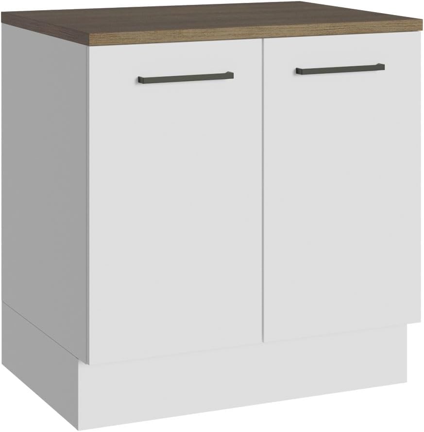 Madesa Compact Garage and Utility Room Base Storage Cabinet with 2 Doors and Tool Storage Shelves 33 Inch Wooden Organization Unit - White
