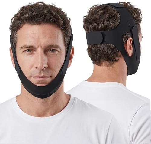 Anti Snoring Chin Strap for Sleeping – Adjustable, Breathable & Comfortable Snore Stopper Device for Men & Women – Effective Mouth Tape Alternative for Better Sleep & Apnea Relief (Black)