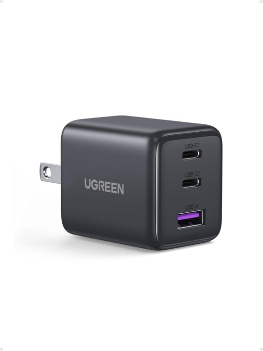 UGREEN 3-Port 30W USB C Charger, GaN II Compact iPhone Charger Fast Charging, Type C Power Adapter for iPhone 17/16/15 Series, Galaxy S26/S25/24, iPad, MacBook Neo/Air, Matt Black