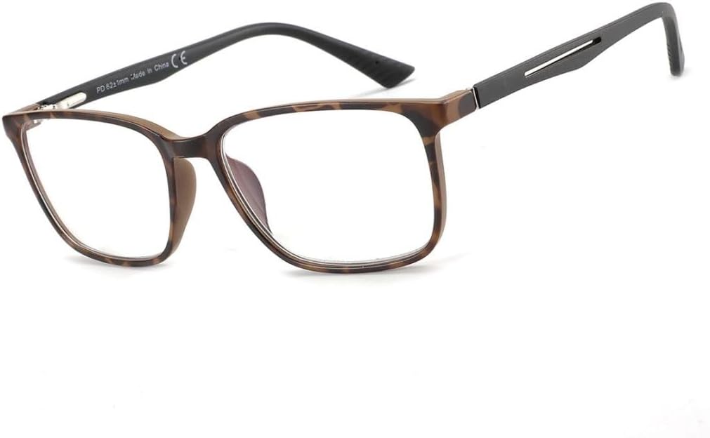 BLUEMOKY Blue Light Reading Glasses for Men，Sport Square Frame Readers, Anti Glare Computer Glasses
