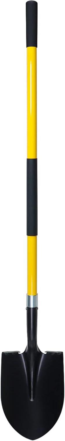 VNIMTI Heavy Duty Gardening Shovel, 56 Inch Round Blade with Fiberglass Handle (Yellow)