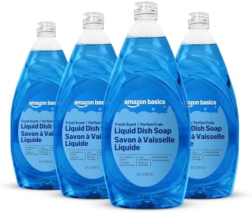 Amazon Basics Dish Soap, Fresh Scent, 30 fl oz, Pack of 4, Packaging May Vary