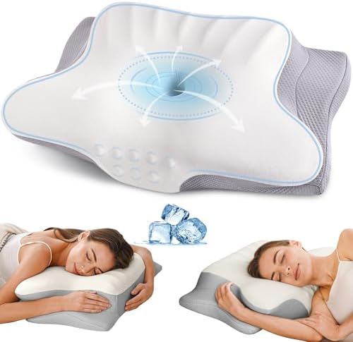 Ylekto Cervical Neck Pillow for Pain Relief - Contour Memory Foam Pillows for Sleeping, Ergonomic Pillow Side Sleeper Pillow for Neck Support, Orthopedic Bed Pillow for Side Back Stomach Sleepers
