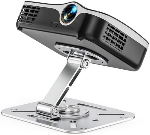 3-in-1 Projector Stand – Desk, Wall and Ceiling Mount with 1/4-Inch Thread, Foldable, Easy Setup, Height Adjustable and 360-degree Rotation Compatible with Most Projectors for Home, Office