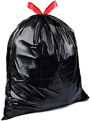 Amazon Basics Lawn & Leaf Drawstring Trash Bags, 39 Gallon, 40 Count, Black, Unscented