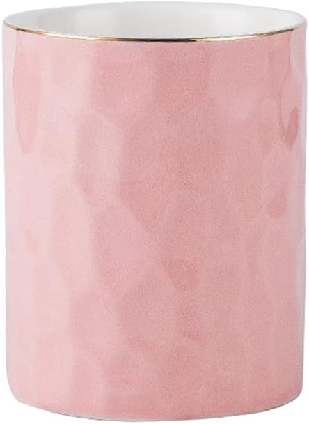 Ceramic Pen Holder Stand Cup Pencil Holder Organizer Makeup Brush Holders for Home Office Desk (Pink)