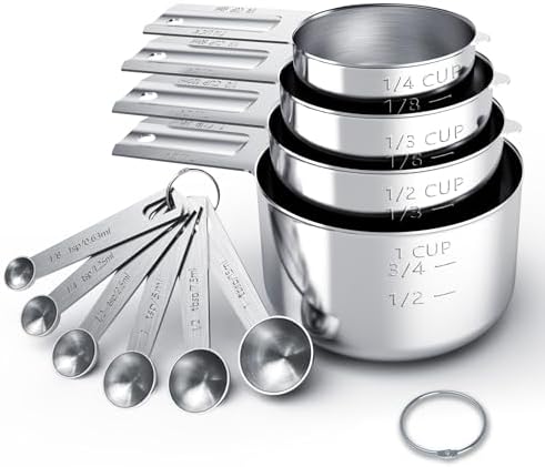 TILUCK Stainless Steel Measuring Cups & Spoons Set, Cups and Spoons,Kitchen Gadgets for Cooking & Baking (10)