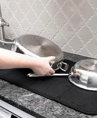 All-Clad Premium Reversible Dish Drying Mat for Kitchen: 16" x 28" Ultra-Absorbent, Long-Lasting, No Condensation, and Oversized for Large Pots and Pans - 1 Pack, Black