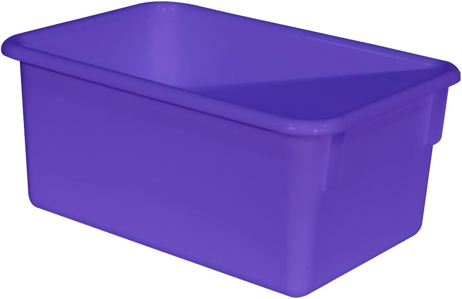 Wood Designs Cubby Storage Bin, Heavy Duty Plastic Containers for Kids Purple Cubby Tray Set of 25