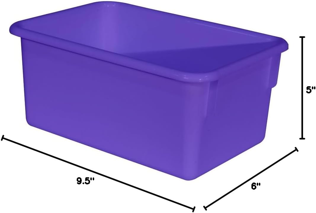 Wood Designs Cubby Storage Bin, Heavy Duty Plastic Containers for Kids Purple Cubby Tray Set of 10