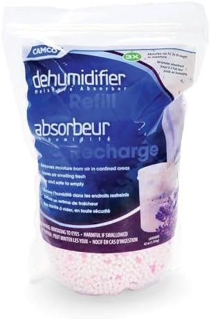 Camco 44284 Moisture Absorber Refill - Resealable Bag, Absorbs Up to 3X Its Weight in Water, Reduces Moisture and Humidity in Offices, Closets, Bathrooms, Kitchens, Boats, RVs and More - 42 oz