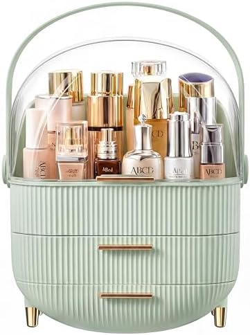 Makeup Organizer Skincare Organizers - Cosmetic Display Cases with Transparent Cover, SkinCare Organizers for Bathroom Countertop, Bedroom Vanity Desk, Lipstick Organizer, White