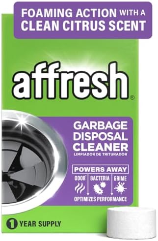 Affresh Garbage Disposal Cleaner, Helps Power Away Odor Causing Bacteria, Debris & Grime in Grind Chamber, Impeller & Drain Pipe, 12 Tablets, 1 Year Supply