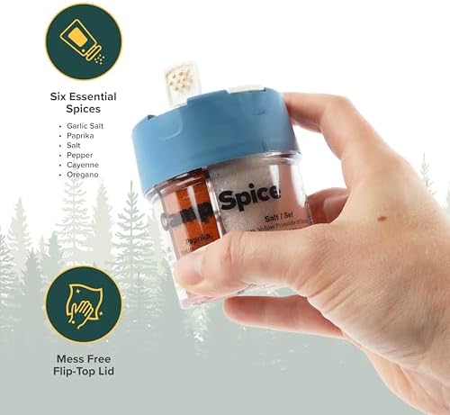 Coghlan’s Multi-Spice Shakers – Compact 6-in-1 Seasoning Containers for Camping, Travel, BBQ & Everyday Cooking – Lightweight, Portable, Mess-Free Design – Made in USA