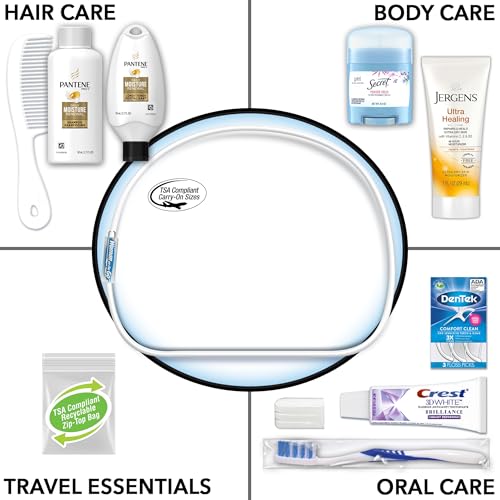 Convenience Kits International Women's Deluxe 10 Piece Kit with Travel Size TSA Compliant Essentials Featuring: Pantene Hair Products in Reusable Toiletry Zippered Bag