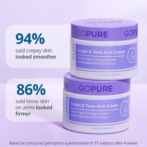 goPure Sculpt & Tone Arm Cream - Firming & Tightening Cream - Smooths, Lifts, Sculpts the Look Of Arms - ProTight Complex - Rice Protein, Shea Butter, Avocado - Clinically Tested - All Skin Types