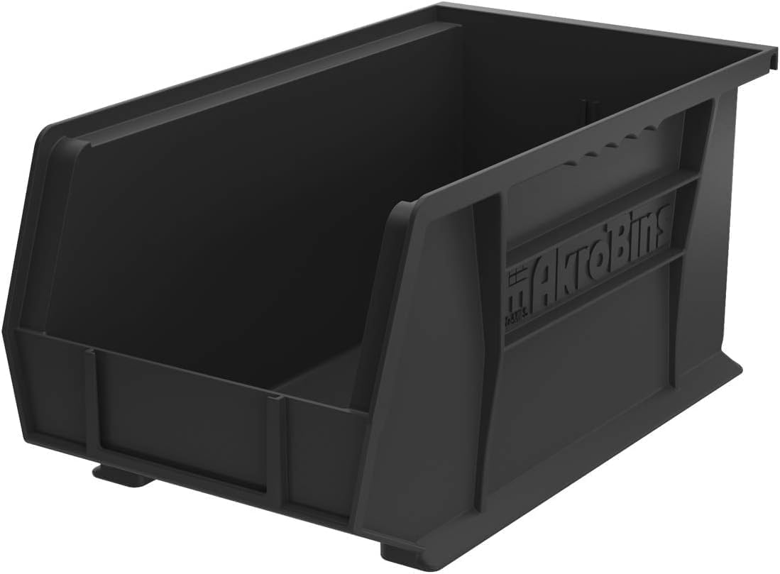Akro-Mils 30240 AkroBins Plastic Storage Bins, 15"x8"x7", Black, 12-Pack