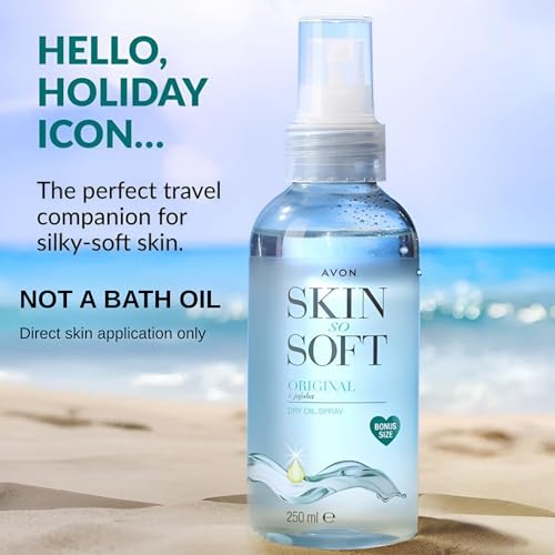 AVON SKIN SO SOFT Original Dry Oil Spray – Lightweight Moisturizing Body Oil with Jojoba & Vitamin E, Fast Absorbing, Non-Greasy, 8.45 fl oz (250 ML)