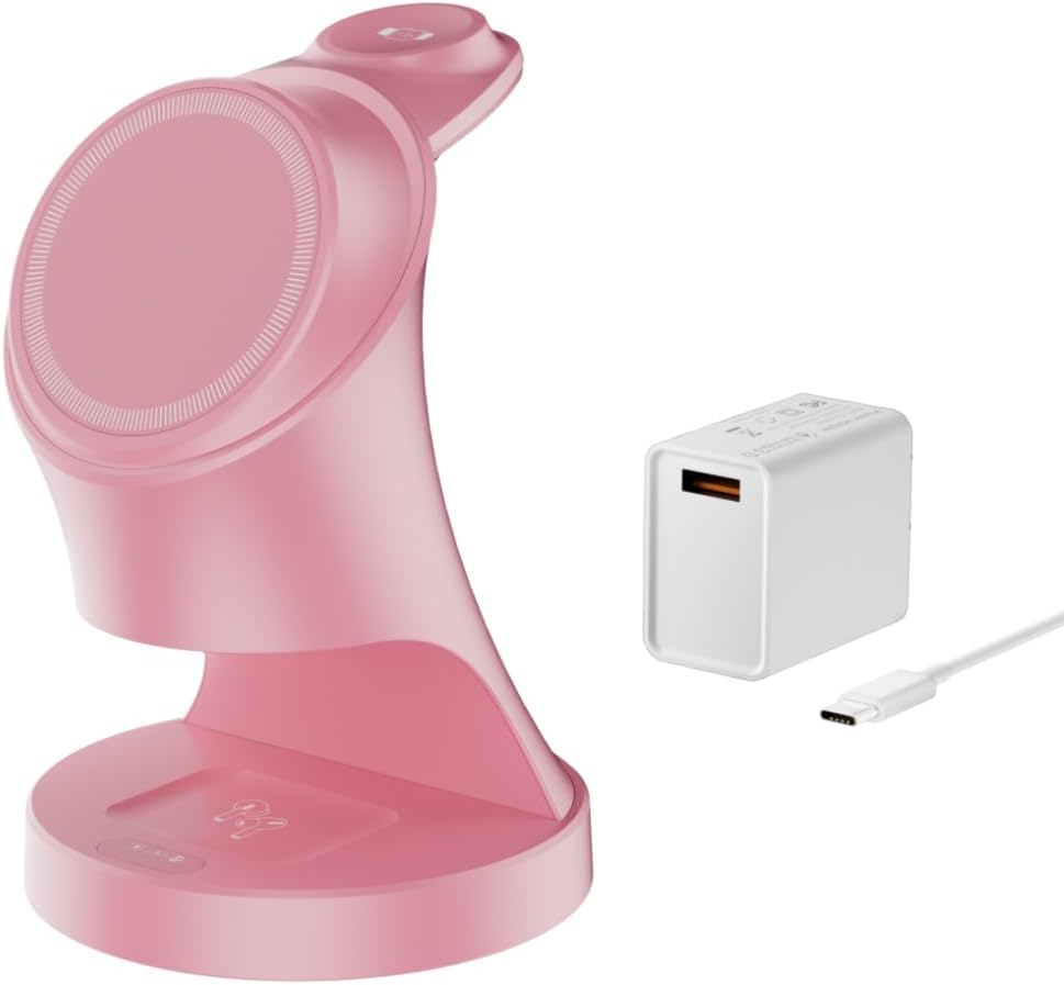 Wireless Charger,3 in 1 Magnetic Wireless Charger Stand, Fast Wireless Charging Dock for iPhone17/16/15/14/13/12 Series, Apple Watch Series, AirPods Pro.