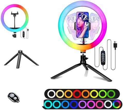 12" Selfie Ring Light with 4" Desktop Tripod Stand & 1 Phone Holder, LED Ringlight with Dimmable Modes(RGB) for Makeup/Photography/Videos/Vlog/TikTok(STDLR12-V2)