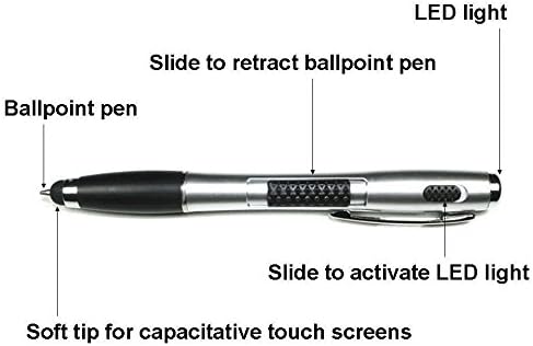 Stylus Pen [6 Pcs], 3-in-1 Multi-Function Touch Screen Pen (Stylus + Ballpoint Pen + LED Flashlight) for Smartphones Tablets iPad iPhone Samsung etc