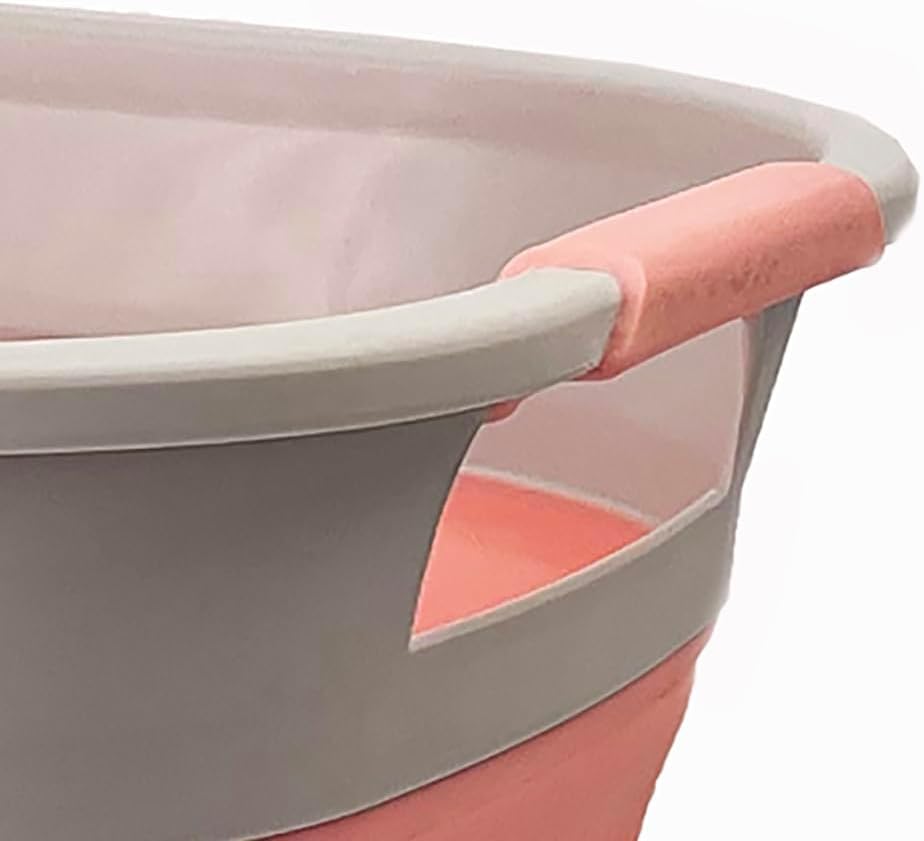 SAMMART 40L (10.5 Gallon) Collapsible Plastic Laundry Basket - Foldable Pop Up Storage Container/Organizer - Portable Laundry Hamper - Space Saving (1, Grey/Quartz Pink)