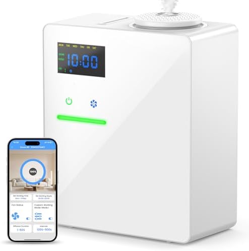 XEITIN Waterless HVAC Diffuser Coverage 5000 Sq.Ft, Whole House Lasting Scent Cold Air Diffuser for Large Home, Hotel, Office, 200ml Aroma Diffuser Machine with Bluetooth App Control, No Humidity