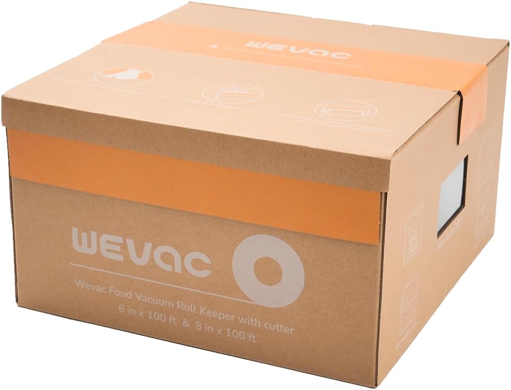 Wevac Vacuum Sealer Bags for Food, 6"x100' & 8"x100' Rolls with Cutter Box