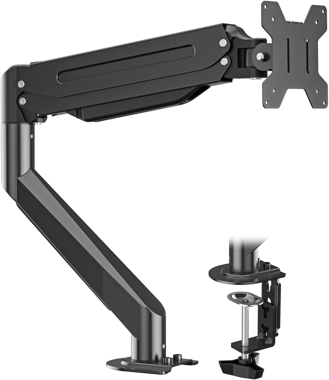 Suptek Monitor Mount Gas Spring Monitor Arm Desk Mount Fully Adjustable Fits 17 20 22 23 24 26 27 32 35 inch Monitors Weight Capacity up to 24.25 lbs (Black+White, 17"-35")