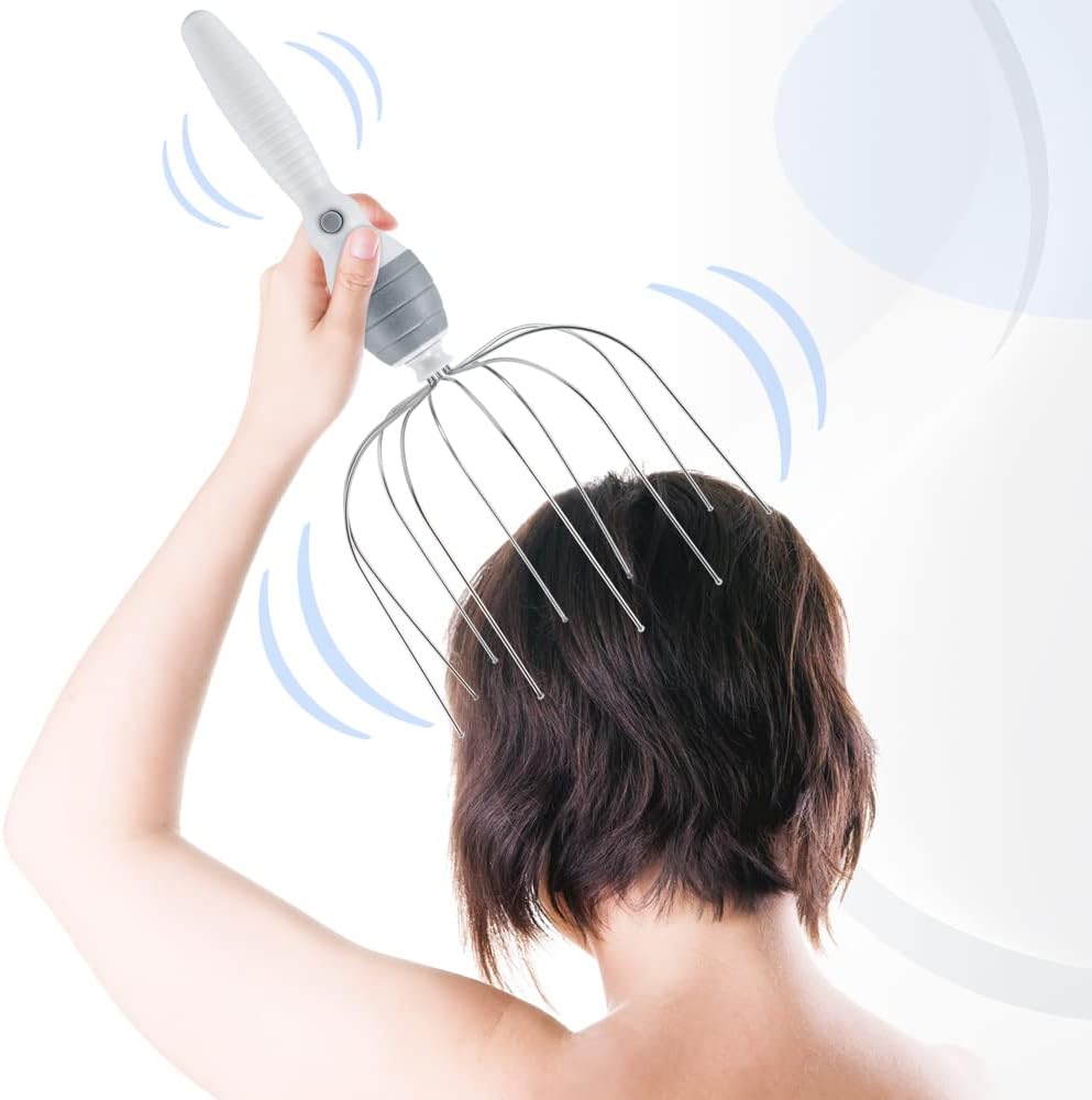 Daiwa Felicity 5-in-1 Electric Scalp Massager for Head, Face & Body – Handheld Vibrating Massager with Magnetic, Shiatsu & Facial Attachments for Relaxation, Stress Relief & Circulation Support