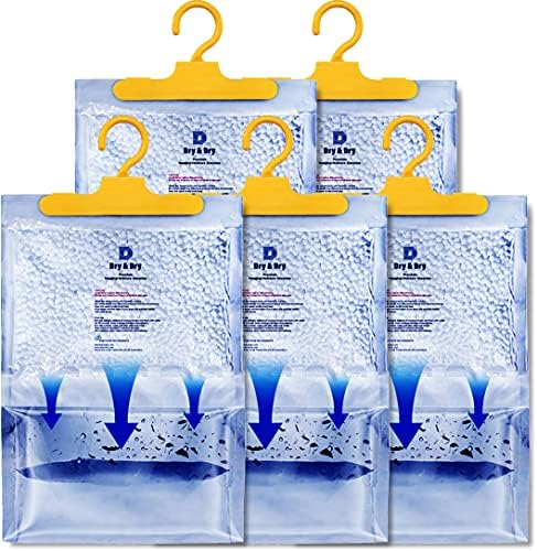 Dry & Dry 5 Pack[14 OZ] Premium Moisture Absorbers for Home, Basement & Bedroom - Small Dehumidifiers