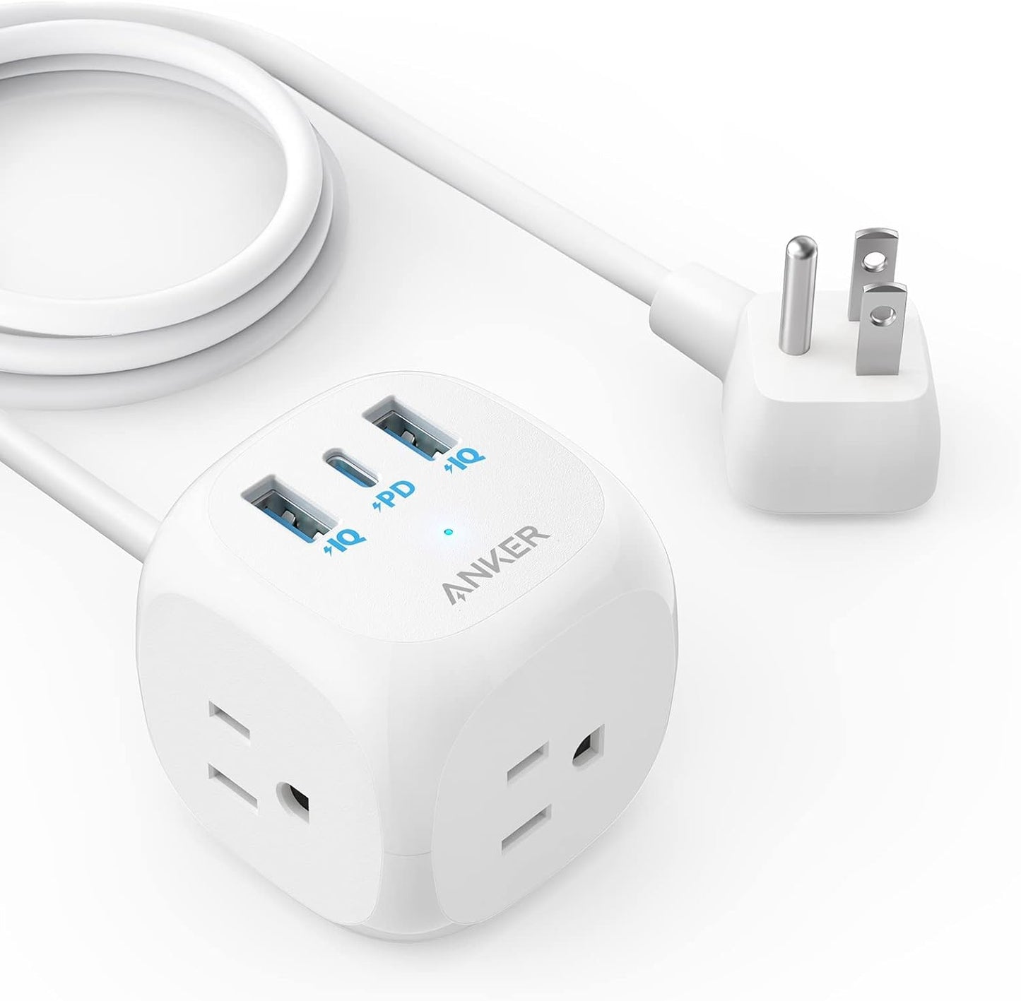 Anker 321 Power Strip with 20W USB C, 3 Outlets and USB C Charging for iPhone 15/15 Plus/15 Pro/15 Pro Max, 10 ft Extension Cord, Power Delivery Charging for Dorm Rooms,Home Office