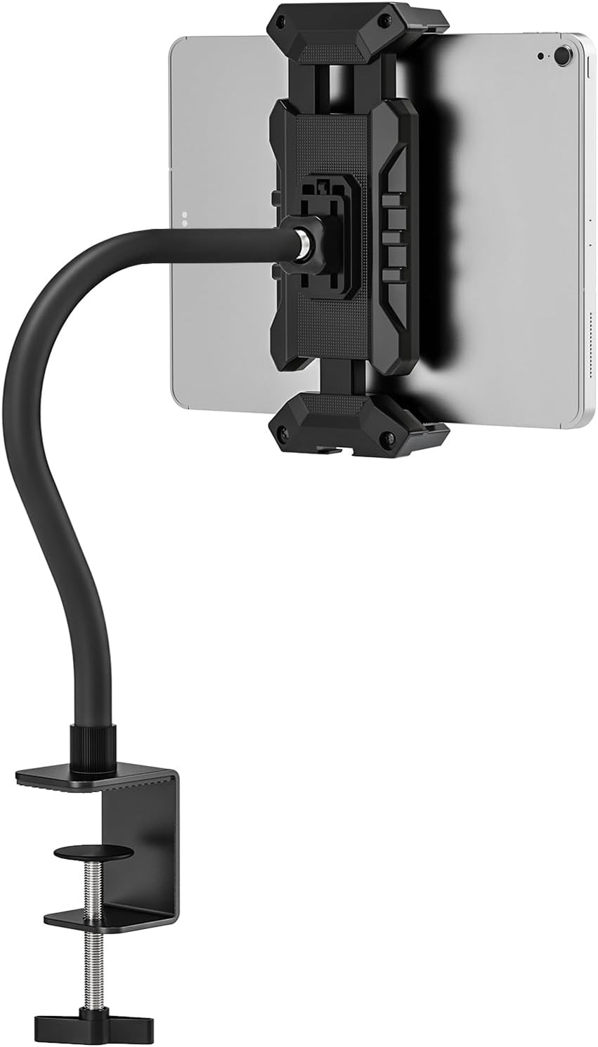 Tablet Stand Holder, Heavy Duty Gooseneck iPad Desk Mount with C-Clamp, Flexible Arm for Kitchen/Office/Video Recording, Shake-Free Stand for 4.7-13.5" Tablet/Phone,