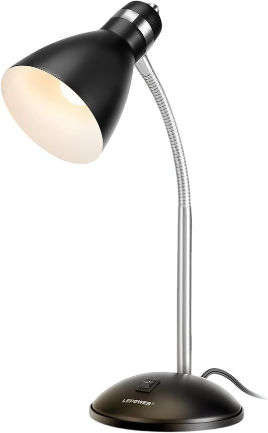 LEPOWER Metal Desk Lamp, Adjustable GooseNeck Reading Light for Bedroom