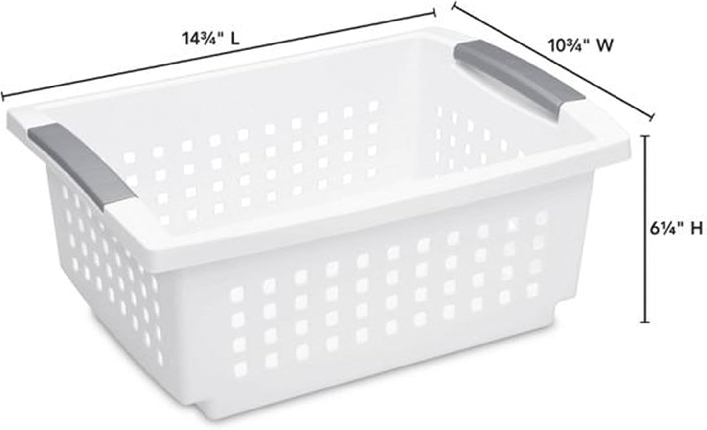 Sterilite Small Stacking Baskets w/ Handles for Bathroom & Pantry, 16-Pack