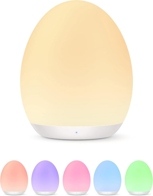 Night Light for Kids, Baby Night Light with 7 Colors Changing Mode & Stepless Dimming, Nursery Night Light BPA Free,Rechargeable Egg Night Light for Breastfeeding 1h Timer & Touch Control