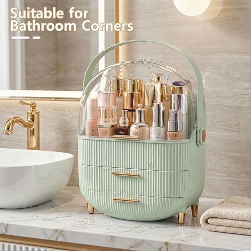 Makeup Organizer Skincare Organizers - Cosmetic Display Cases with Transparent Cover, SkinCare Organizers for Bathroom Countertop, Bedroom Vanity Desk, Lipstick Organizer, White