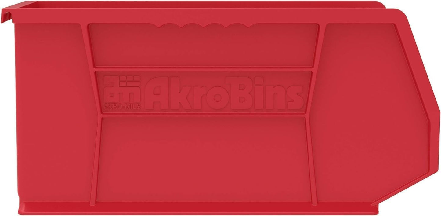 Akro-Mils 30240 AkroBins Plastic Storage Bins, 15"x8"x7", Red, 12-Pack