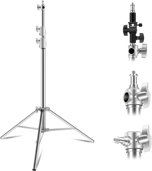 WELLMAKING 9.2ft Stainless Steel Photography Light Stand 1/4”to3/8” Screw