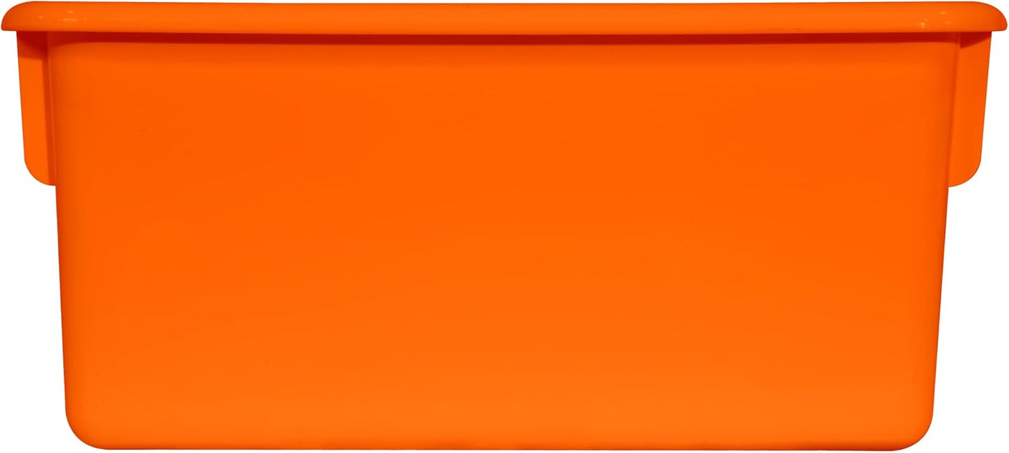 Wood Designs Cubby Storage Bin, Heavy Duty Plastic Containers for Kids Orange Cubby Tray Set of 25