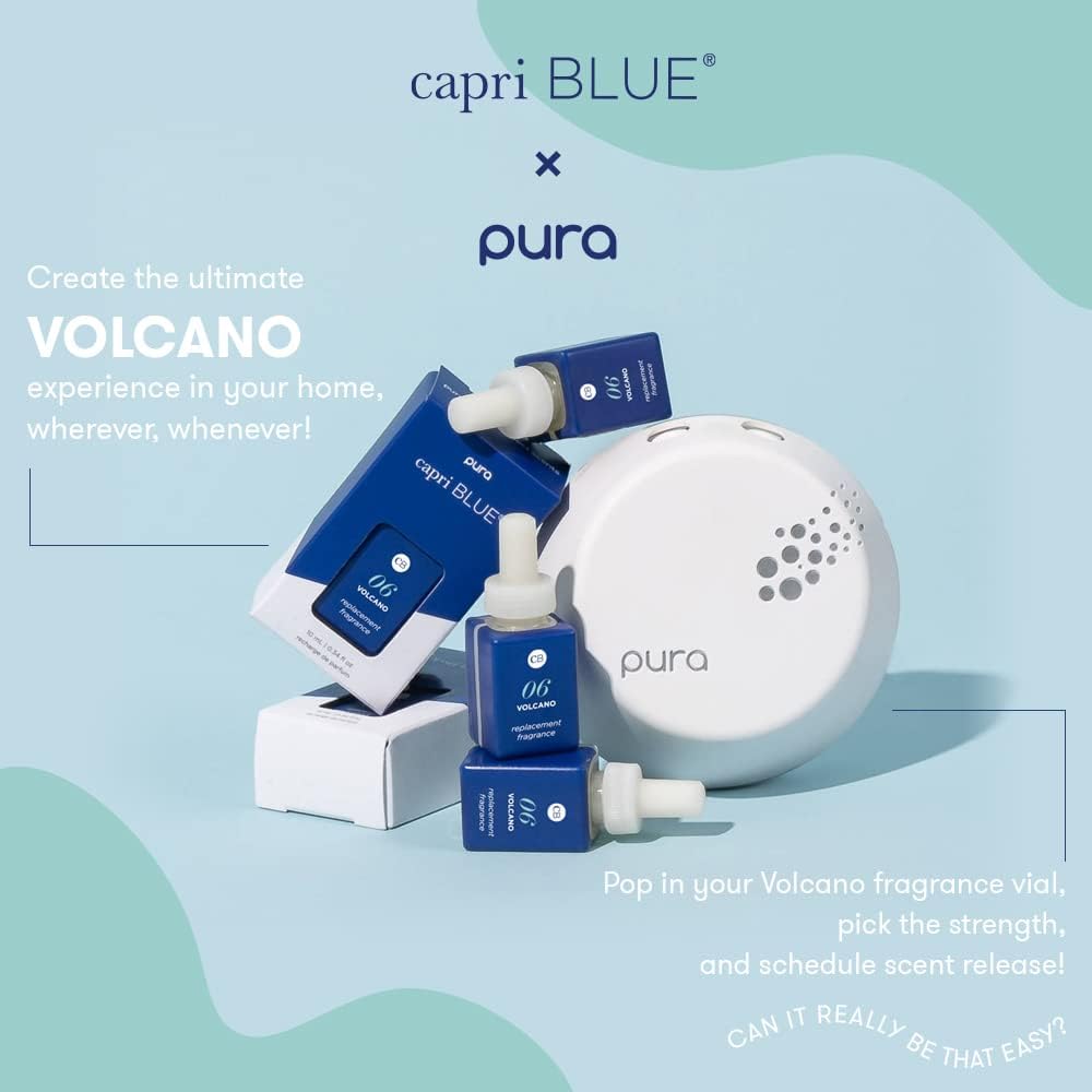 Capri Blue Pura Smart Home Plug-in Diffuser Refills – Includes 2 Capri Blue Pura Refills for Plug In Diffusers for Home - Long Lasting Luxury Scents - Volcano (Pack of 2)