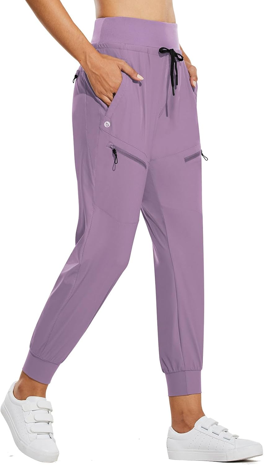 baleaf Womens Lightweight Hiking Pants Water Resistant Quick Dry Joggers with 5 Zipper Pockets UPF 50+ for Travel Hiking