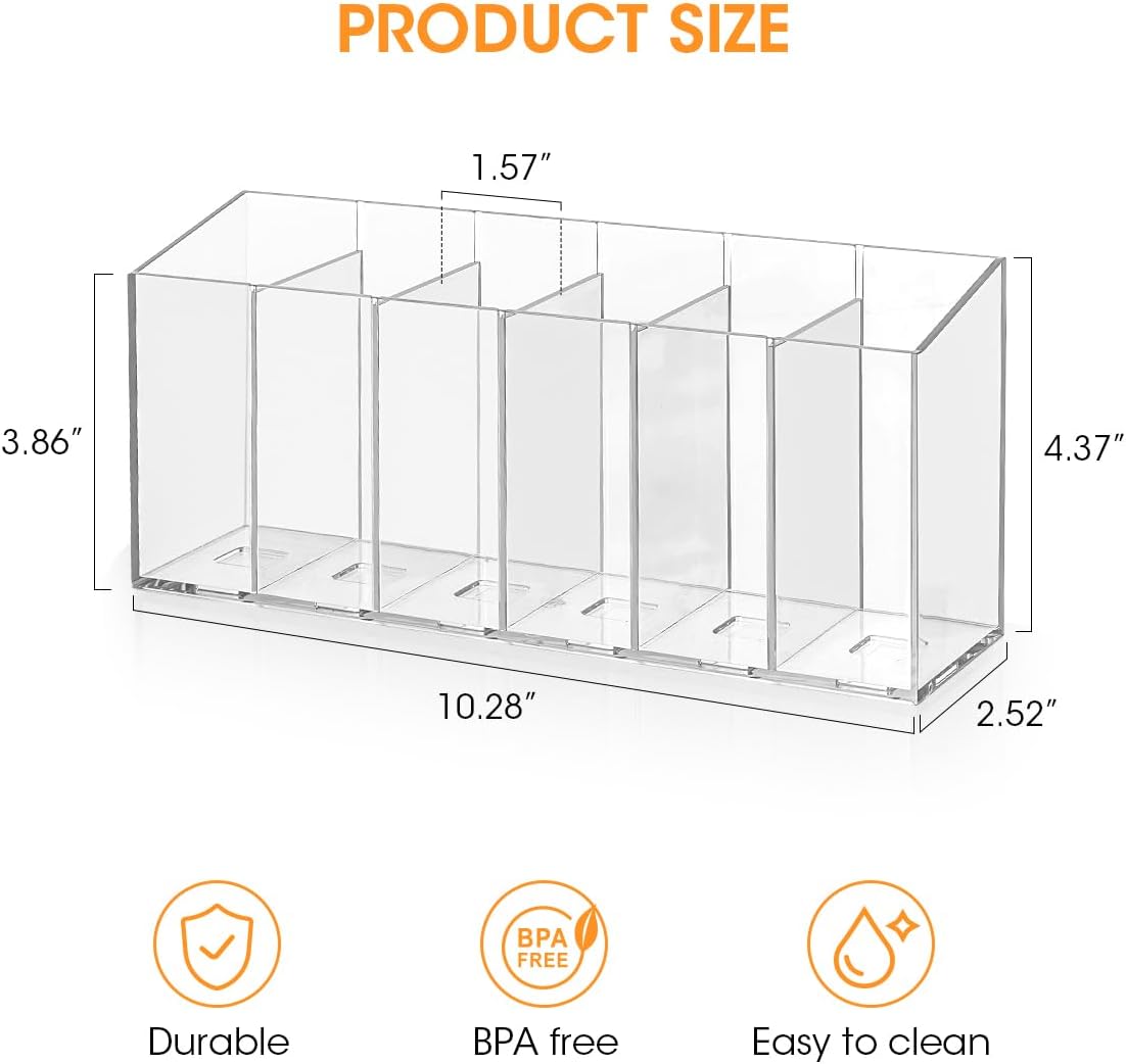 AIEVE Drink Packet Organizer, Water Drink Packet Holder with Removable Divider, Water Flavor Packet Organization Container for Kitchen Organizers and Storage (6 Compartments)