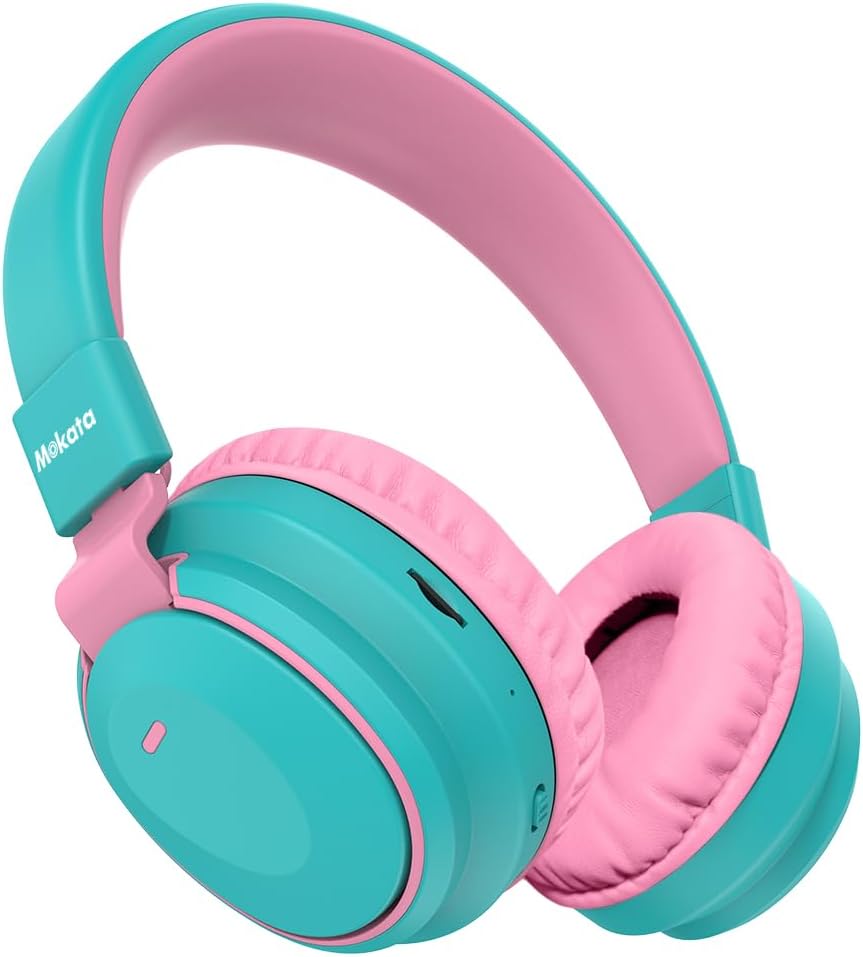 Mokata Kids Headphones Bluetooth 5.3 Wireless Lightweight Fast Charging 68 Hours Play Time Volume Limited 85/94dB Over Ear Foldable with Built-in Mic for Toddler Boy Girl Tablet Pad Purple