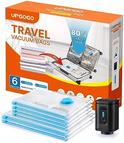 UPGOGO Travel Vacuum Bags Combo 6 Pack - Space Saver Vacuum Storage Bags for Clothing and Luggage