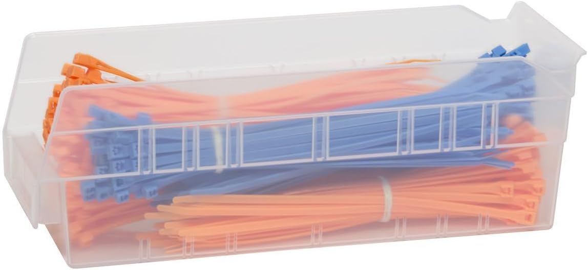 Akro-Mils 30120 Plastic Shelf Bins, Heavy Duty Storage Bins for Garage, Closet, and Drawer Organization, 12" x 4" x 4", Clear, 24-Pack