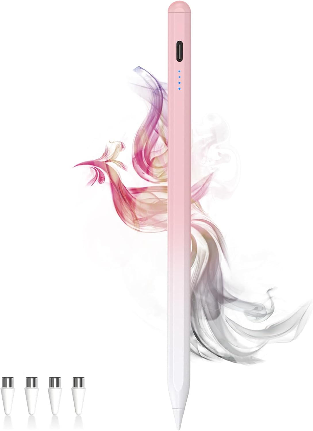 Stylus Pens for Touch Screens Power-Display Tablet Pen POM Tip Magnetic Digital Touch Pen Compatible with iPhone/iPad/Lenovo/and Other iOS/Android Smartphone and Tablet Devices (Gradient Pink)