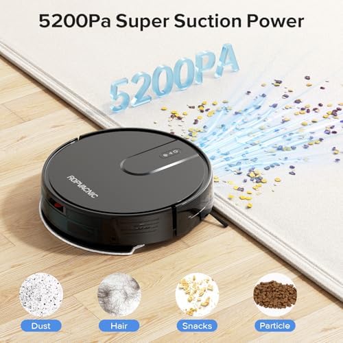 ROPVACNIC Robot Vacuum Cleaner Robot Vacuum and Mop Combo with 5200Pa Suction, Personalized Cleaning Adjustments, Self-Charging Robotic Vacuum Cleaner, Advanced Obstacle Avoidance